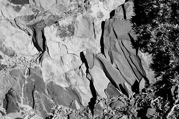 Slate Outcrop in Black and White